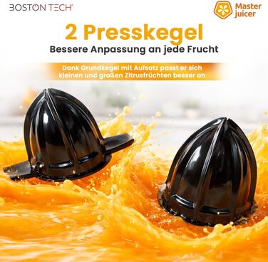 Електрична цитрусовижималка Boston Tech MasterJuicer 700 мл з нержавіючої сталі - 40W, подвійна конусна система, без BPA, висока продуктивність
