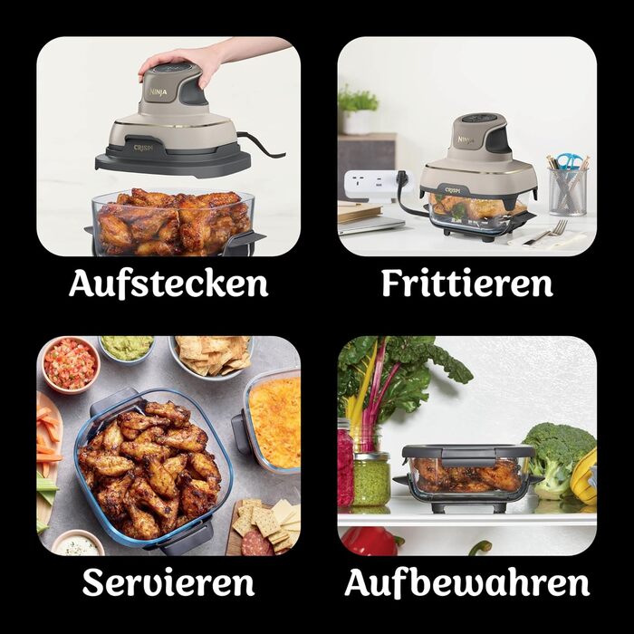 Ninja CRISPi Airfryer – фритюрниця-конвекційна піч, 3.8 л, 4-в-1, 1700 Вт, Stone Gold FN101EUSTGD