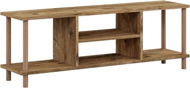 ТВ тумба en.casa Ærøskøbing 43x120x29 см, 2 полиці, біла, під дерево, меблі для телевізора, низька тумба