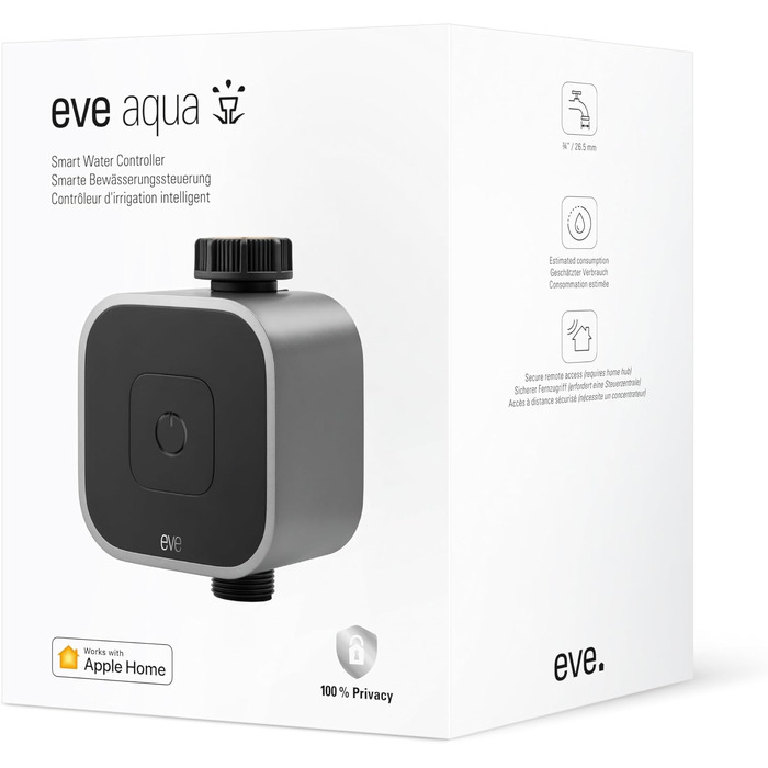Eve Aqua (Apple Home) - Розумна система автоматичного поливу для саду та балкона з керуванням через Siri та додаток, сумісна з розподільниками, Thread, без хаба