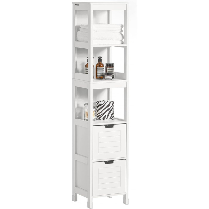 Висока шафа для ванної SoBuy FRG126-W, біла, з ніжками, 30x144x30 см – меблі для ванної кімнати