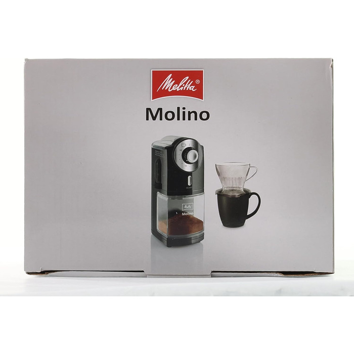 Електрична кавомолка Melitta Molino 1019-02, дисковий млин, чорна