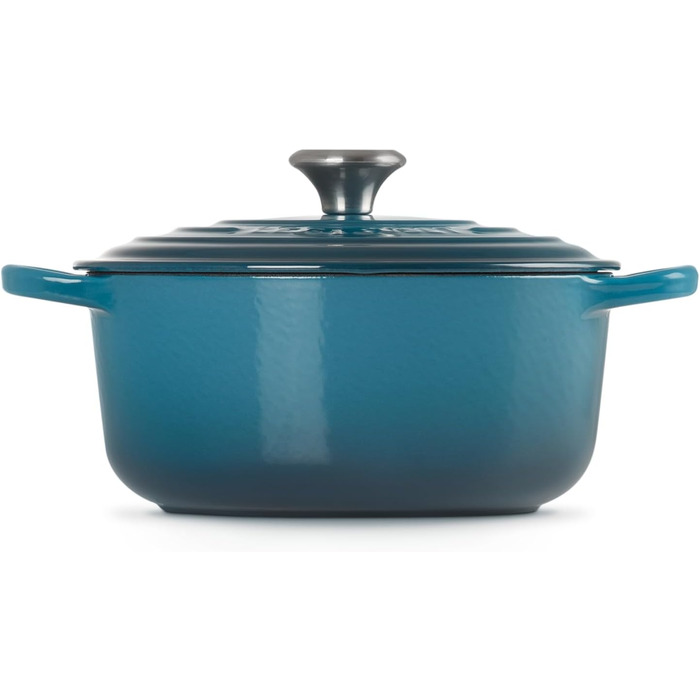 Чавунна каструля Le Creuset Signature з кришкою, кругла, 20 см, 2,4 л, для всіх плит і індукції, Deep Teal