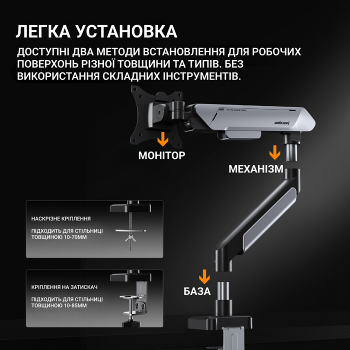 Настільне кріплення для монітора Anda Seat Stealth PRO II 17’’-42’’ Orange