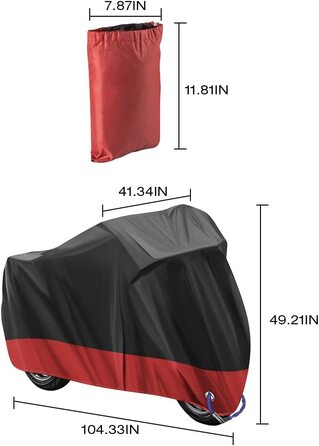 Водонепроникний чохол для мотоцикла 210D Oxford, захисна накидка для Harley-Davidson, Suzuki, Yamaha, 3XL (265×105×125 см), червоний, для вулиці, захист від подряпин