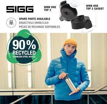 Сталева спортивна пляшка для води Sigg Shield ONE для газованих напоїв, герметична, BPA-free, 1 л, Brushed
