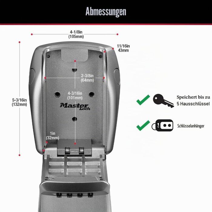 Сейф-контейнер для ключів Master Lock 5415D, посилений сталевий корпус (цинк), настінний