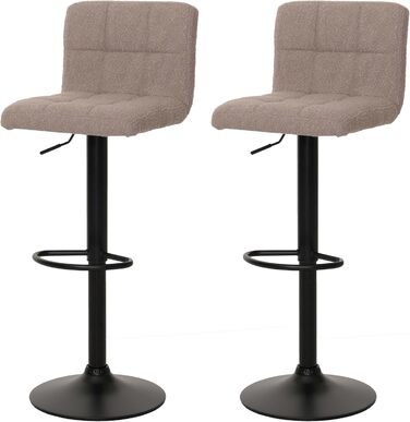 Барний стілець Mendler HWC-G87 (2 шт) - регульований, обертовий, Boucle, Taupe