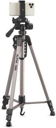 Штатив CULLMANN Alpha 1800 для смартфонів і камер, 140 см, 3D-головка, алюмінієвий, сріблястий, вантажопідйомність 2 кг