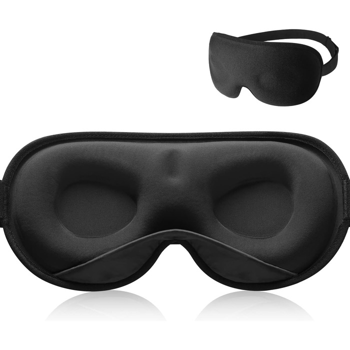Umisleep 3D маска для сну з обтяженням 120 г, світлонепроникна, для чоловіків і жінок, чорна, регульований ремінець, для подорожей і йоги
