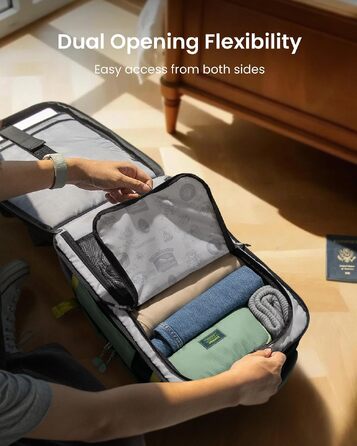 Дорожній рюкзак tomtoc 28L/40L для подорожей та перельотів, TSA-сумісна ручна поклажа (Moosgrün-ripstop)