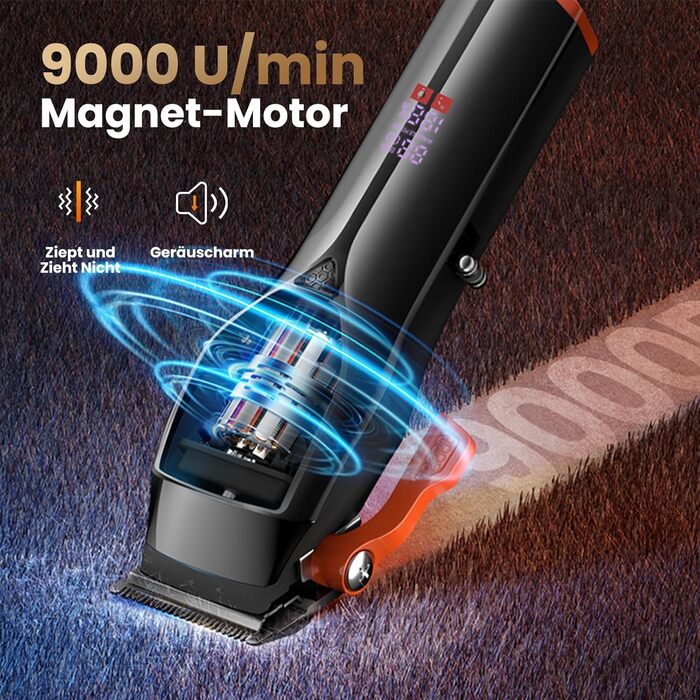 Машинка для стрижки волосся MAXGROOM Profi Set 9000 об/хв з керамічними лезами, чорна. Акумуляторна, з LED-дисплеєм, для стрижки та моделювання