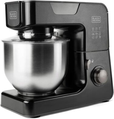 Кухонний міксер BLACK+DECKER BXKM1000E, 1000 Вт, 5,2 л, 8 швидкостей, турборежим, нержавіюча чаша, червоний