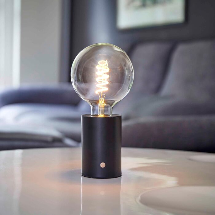 Світлодіодна акумуляторна настільна лампа Northpoint Edison з диммером, 2000 мА·год, до 96 годин, хром, тоноване скло