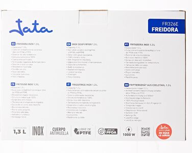 Фритюрниця Jata FR326E, 1000 Вт, 1.3 л, чорна/срібляста
