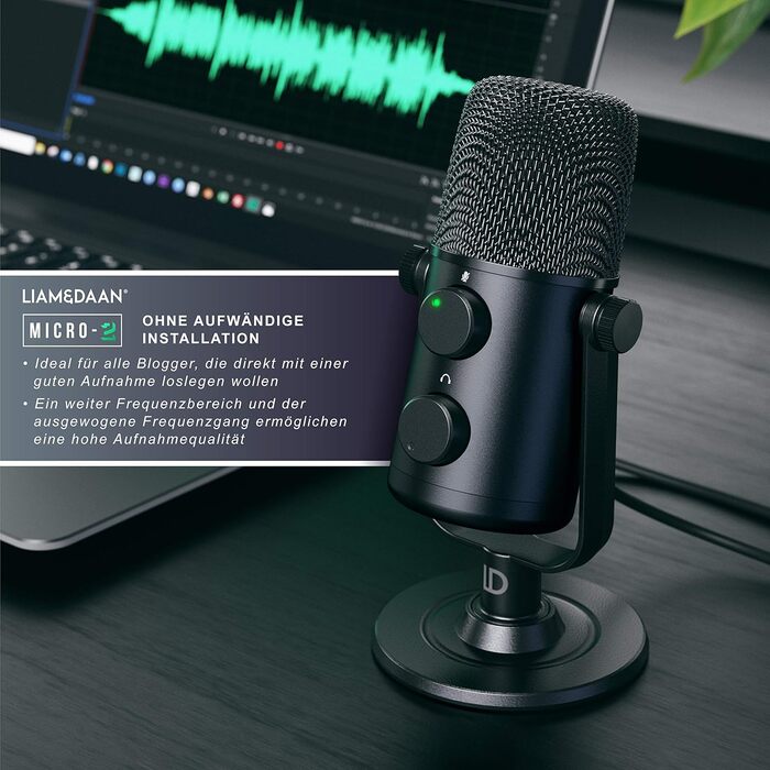 CSL USB мікрофон-конденсатор для ПК з підставкою та поп-фільтром, кардіоїдна спрямованість, настільний мікрофон для геймінгу, стрімінгу, подкастів, Plug & Play