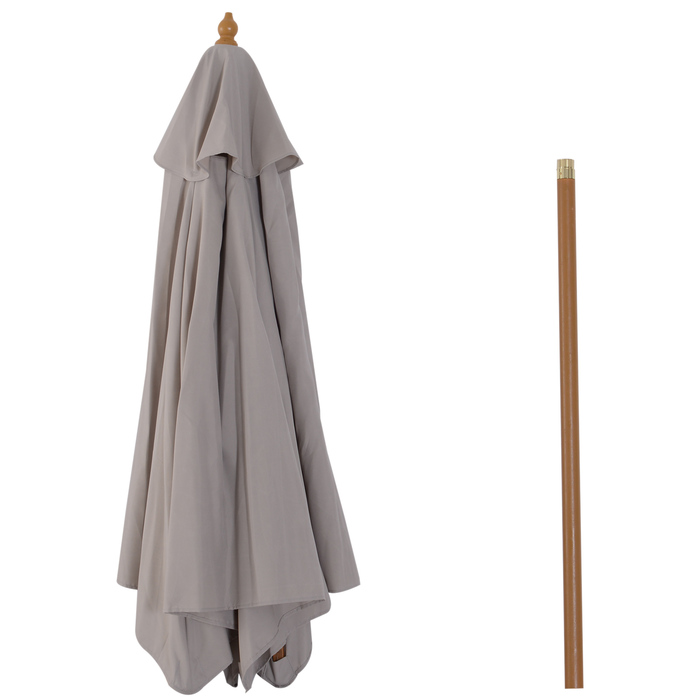 Outsunny Parasol, садова парасолька, 3 яруси, захист від сонця, бамбук 180/㎡ поліестер, сірий, Ø2.5 x 2.3 м