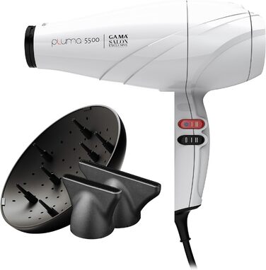Фен професійний Gama Pluma 5500 Oxy-Active, 2400 Вт, активний кисень, білий, довговічний