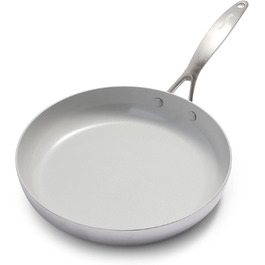 Сковорода GreenPan Venice Pro Tri-Ply 28 см, багатошарова нержавіюча сталь, без ПФАС, антипригарна, для індукції, підходить для духовки та посудомийки, срібляста