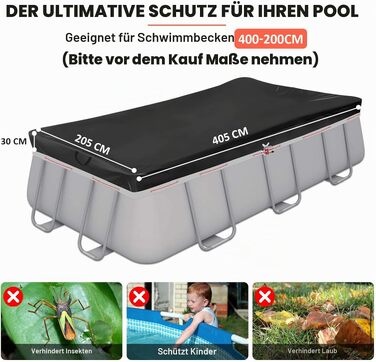 Кругле покривало для басейну Poolabdeckung 420D Ø310 см для басейнів Ø260-305 см, водонепроникний захисний тент з люверсами