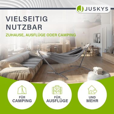 Подвійний гамак Juskys Paya з каркасом, для вулиці та дому, антрацит, до 200 кг