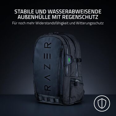 Ігровий рюкзак Razer Rogue V3 для ноутбука до 17.3 дюймів, зносостійкий поліестер, чорний
