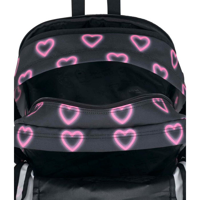 Рюкзак JanSport BIG STUDENT для школи та міста, чорний з принтом Happy Hearts, великий об'єм