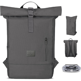 Рюкзак Johnny Urban Robin Medium сірої кольору, для жінок і чоловіків, роллтоп, з відділенням для ноутбука 15 л, водовідштовхувальний, для міста, бізнесу, університету, велосипеду, екологічний