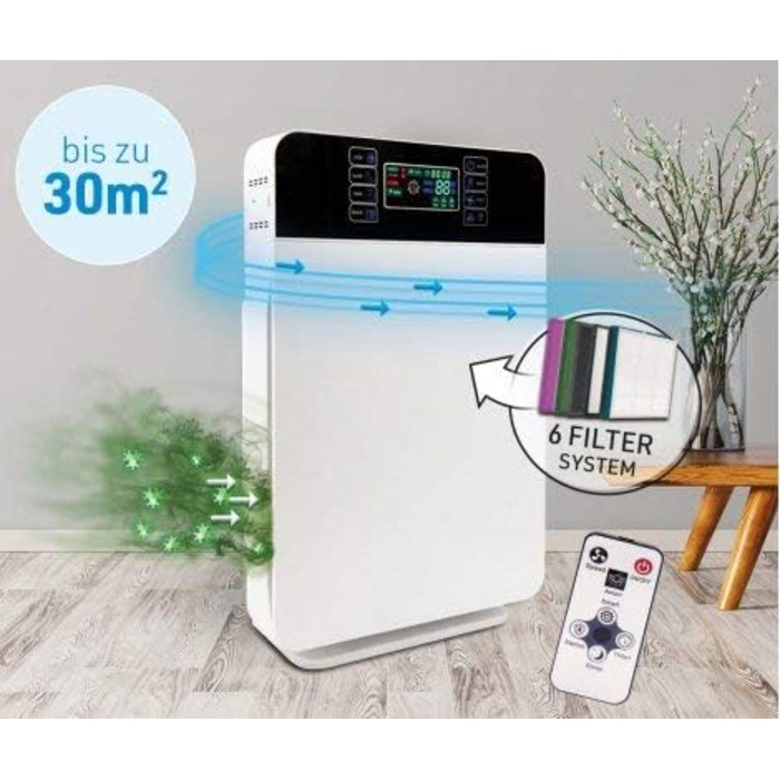 Повітряочисник Livington AirPurifier для кімнат до 30 м² – для алергіків, проти пилу, пилку та шерсті тварин, з автоматичним режимом та таймером