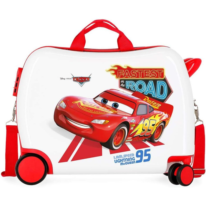 Дитяча валіза Disney Cars, жорсткий корпус ABS, 50x38x20 см, 34 л, 4 колеса, кодовий замок, мультиколірна, ручна поклажа