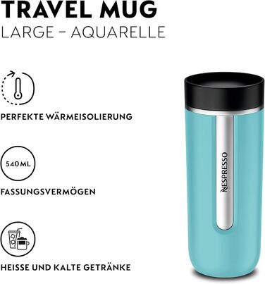 Термокружка Nespresso Travel Mug Small Sage Green 540 мл - Зелений салатний колір, з нержавіючої сталі, для кави, чаю, матча, з кришкою, витримує холод та тепло