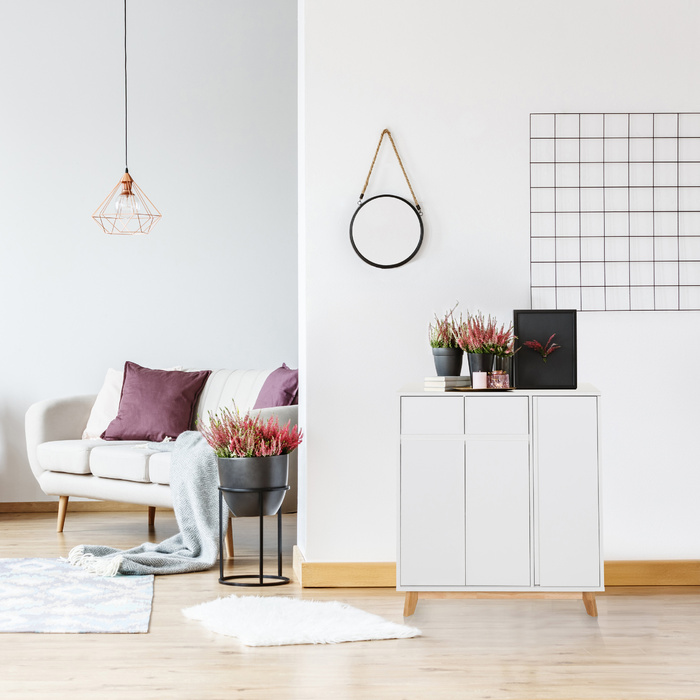 Тумба для взуття / комод ESTHA 80x34x85 см 2 висувних ящика 3 двері білий hjh LIVING