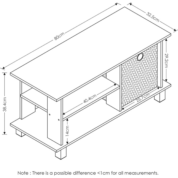 ТВ-тумба Furinno Simplistic з шухлядою, дерево, еспресо/чорна, 80x38x33 см