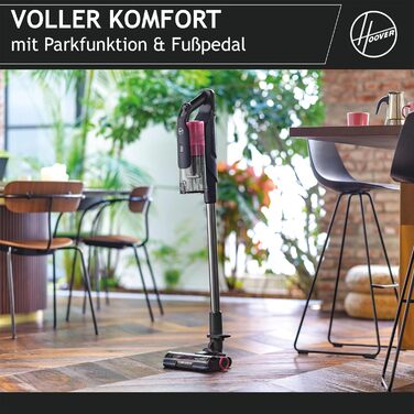 Бездротовий пилосос Hoover HF9 HOME з двома акумуляторами, потужний акумуляторний пилосос без мішка, до 60 хвилин роботи, антизаплутуюча щітка з LED-підсвіткою, для всіх типів підлог, до 240 м²