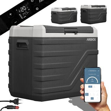 Автомобільний компресор-холодильник Arebos 43л з Wi-Fi та USB: -20°C для авто, кемпінгу, вантажівки