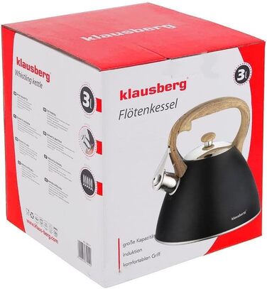Чайник Klausberg 3 л з свистком, чорний, Wasserkocher KB-7262