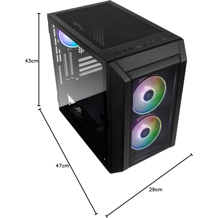 Корпус для ПК KOLINK Citadel Mesh RGB Micro-ATX, скляна панель, чорний, прозоре бічне вікно, компактний корпус для комп'ютера