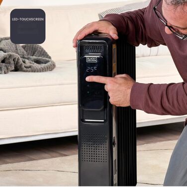 Масляний радіатор BLACK+DECKER BXRA2300E, 2500 Вт, 11 секцій, з термостатом та захистом від перегріву, чорний