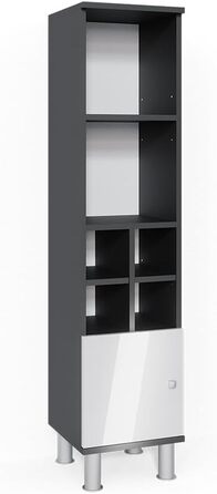 Пенал для ванної Vicco Fynn, білий глянець/антрацит, 30x130.6 см, мала дверцята