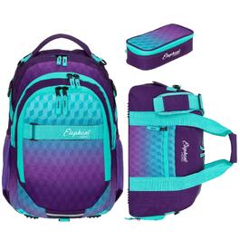 Шкільний рюкзак Elephant Hero Signature 12868, набір з 3 предметів, колір Violet Cube (фіолетово-бірюзовий)