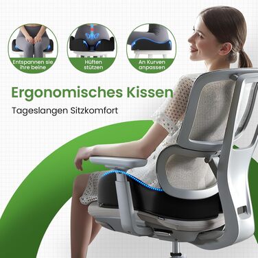 Подушка ортопедична з піни Memory Foam для офісного крісла, дому та авто, чорна. Комфортне сидіння, антиковзкий низ.
