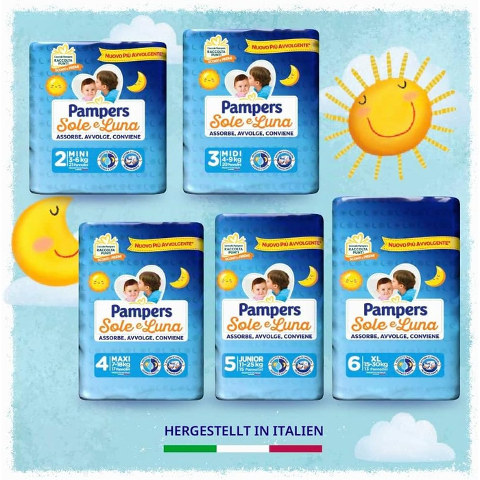 Підгузки Pampers Sonne und Mond, розмір 6 (15-30 кг), 78 шт