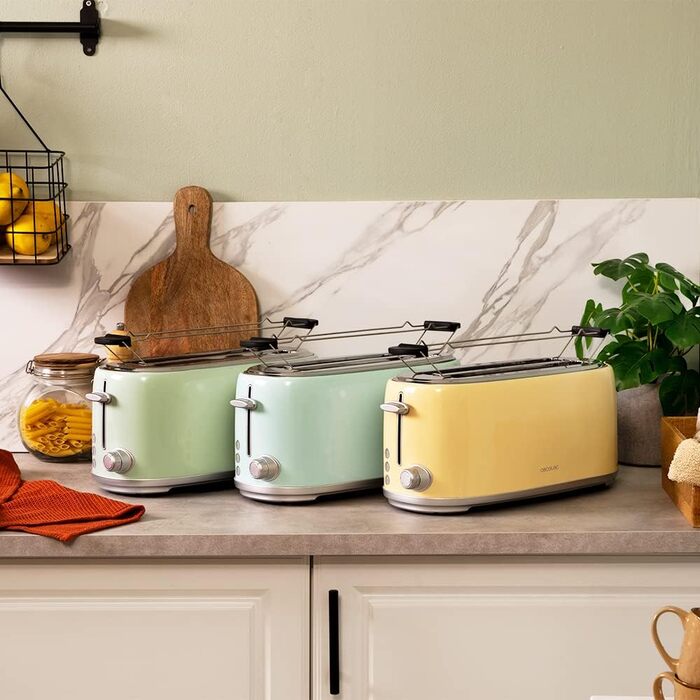 Тостер Cecotec Toast&Taste 1600 Retro Double Green на 4 тости, нержавіюча сталь, 1630 Вт
