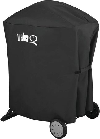 Преміум чохол для гриля Weber Q1000/2000 з підставкою чи візком, дихаючий, захист від ультрафіолету та води, захисний чохол від вітру та дощу, з липучками для фіксації, чорний (7120)