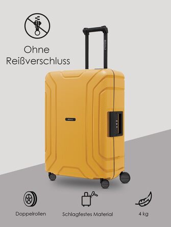 Набір валіз REDOLZ без замка-блискавки, 3 шт. (M, 65 см) – поліпропілен, TSA-замок, 4 колеса, темно-жовтий, унісекс (Essentials 15)