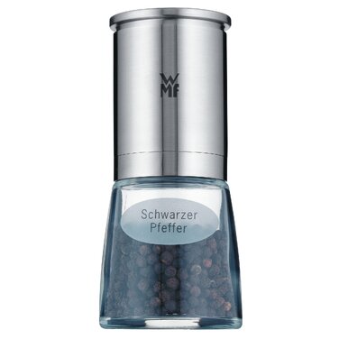 Перцемолка WMF De Luxe 14 см, нержавіюча сталь Cromargan, керамічний механізм, скляний контейнер