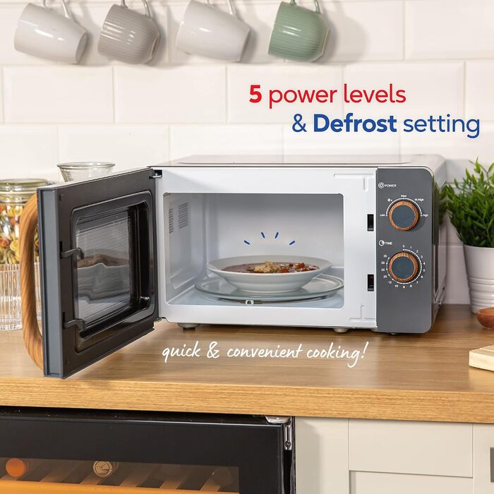 Мікрохвильова піч Russell Hobbs RHMM713G ручна, 17 л, 700 Вт, скандинавський стиль, сіра