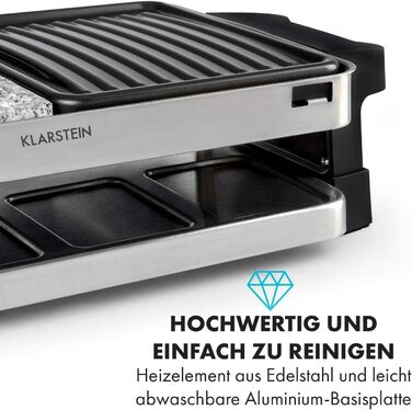 Раглеті-гриль Klarstein Sirloin: 2-в-1, 1500 Вт, для 8 осіб, алюмінієва та натуральна гранітна поверхні, сталеві сковорідки