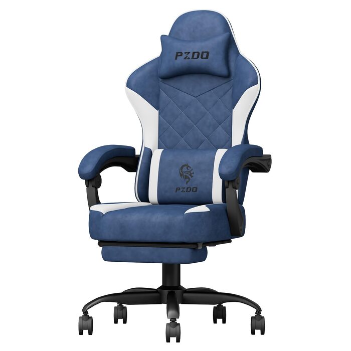 Ігровий стілець Ergonomic Gaming Chair з підставкою для ніг, ергономічне комп'ютерне крісло з високотехнологічної тканини для дорослих та підлітків, синій