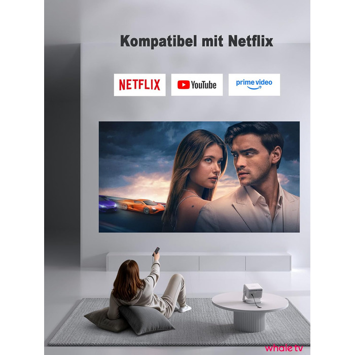 Смарт-проектор VISSPL 4K Home Cinema, 1000 ANSI люмен, WiFi 6, Bluetooth, Autofokus, Trapezoidна корекція, Full HD 1080P для дому та вулиці, Білий